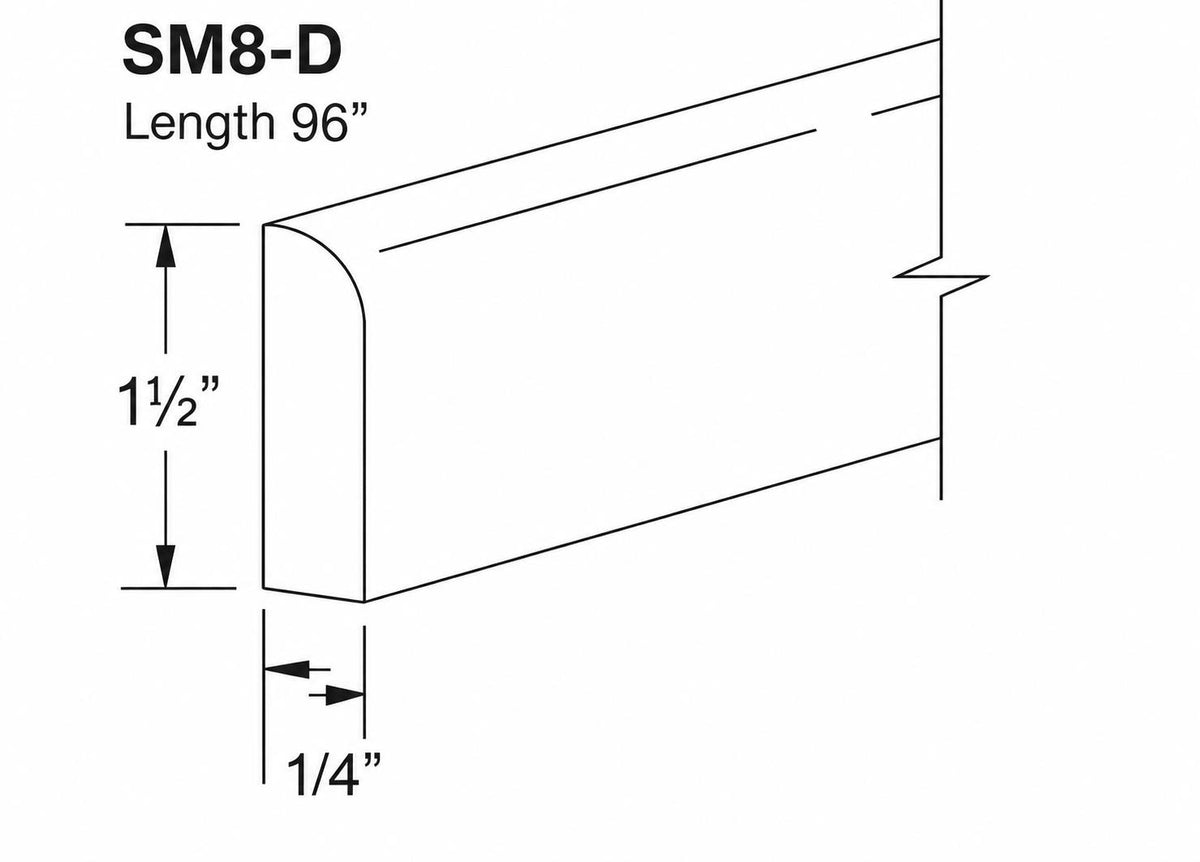 SM8-D — 96″ length, 1½″ height, ¼″ thickness