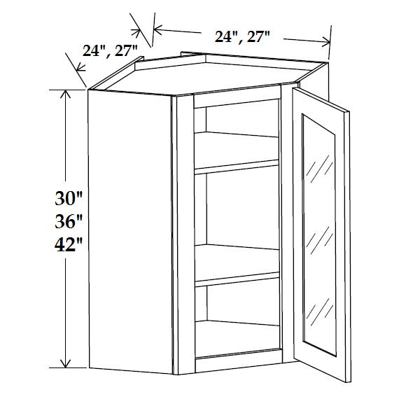 Diagonal Glass Door Wall Corner Cabinet
